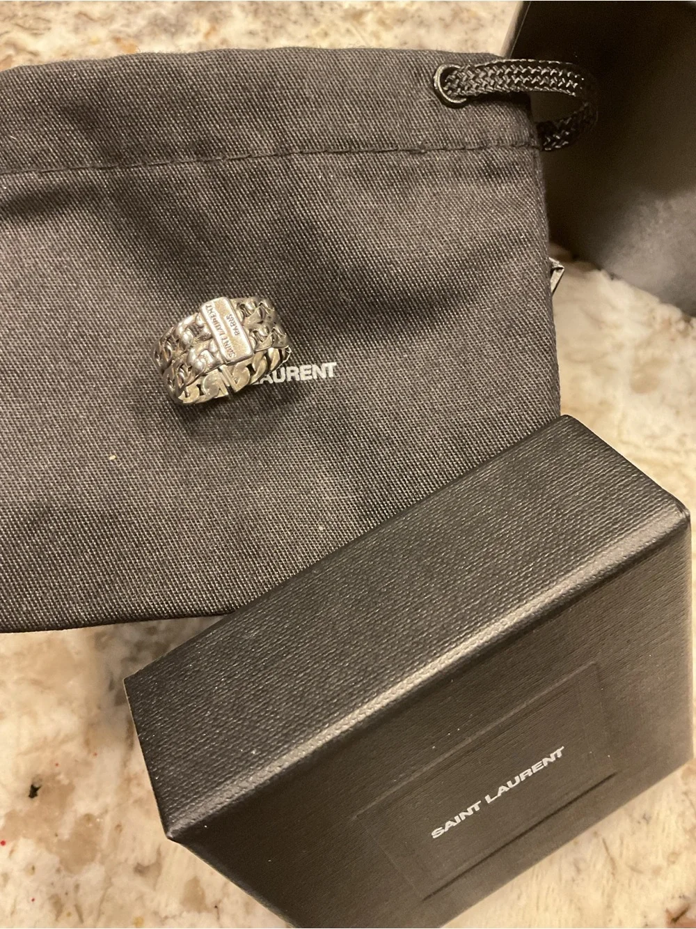 Saint Laurent Silver Chain-Link Woman’s Ring - Sterling Silver and bonus gifts 🤗